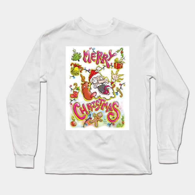 Merry Christmas with Old Man Joe! The BEST hand drawn, symbolic, out of this world Christmas Cartoon Design EVER. Long Sleeve T-Shirt by BryanDassArt1